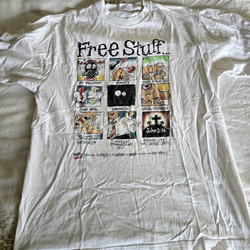 White Graphic T-Shirt with Cartoon Design